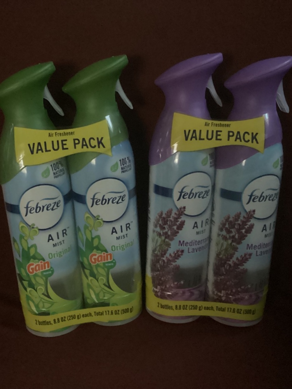 Febreze Air Mist Gain Original & Mediterranean Lavender scent bundle